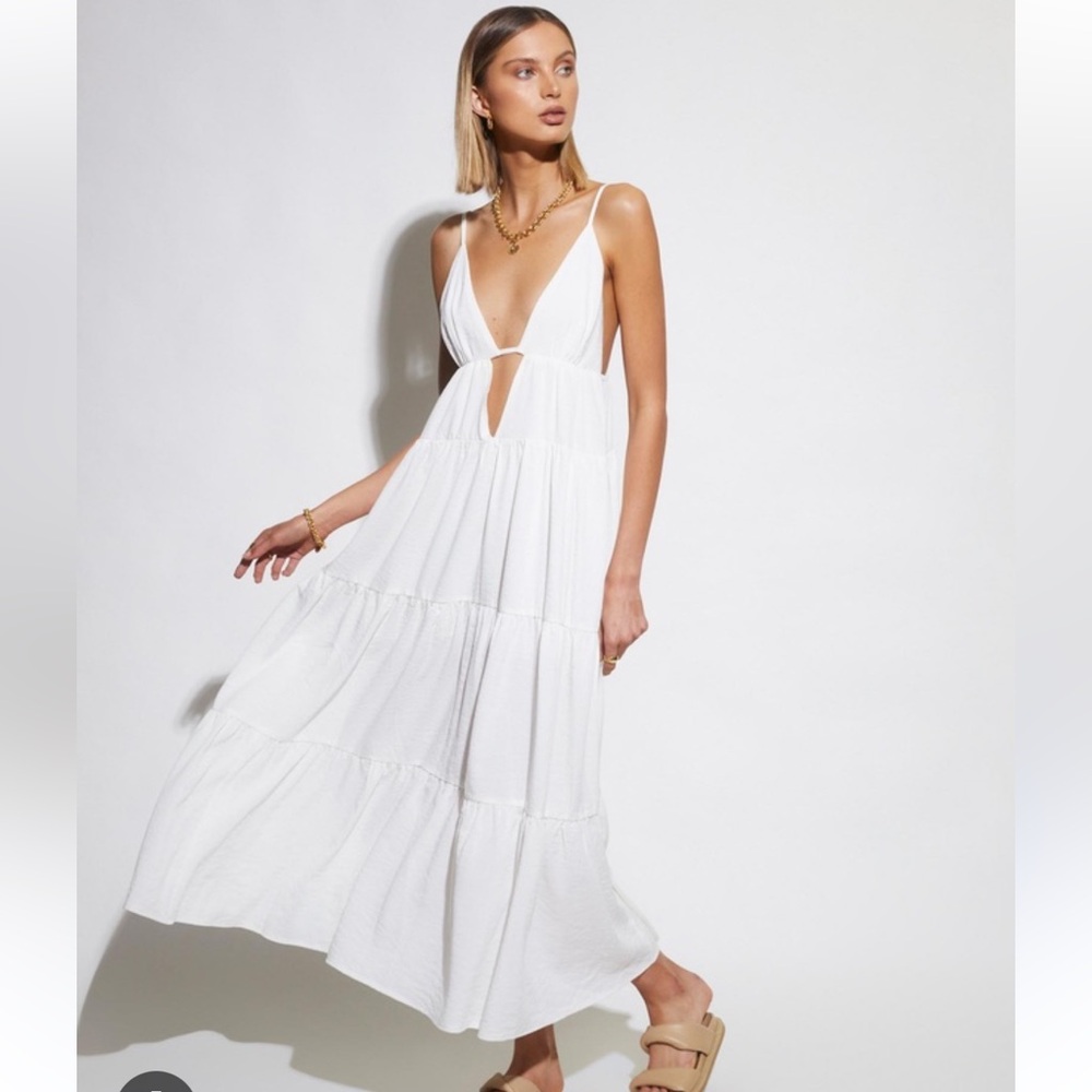 SNDYS. Indigo Maxi Dress White Size XL NWT